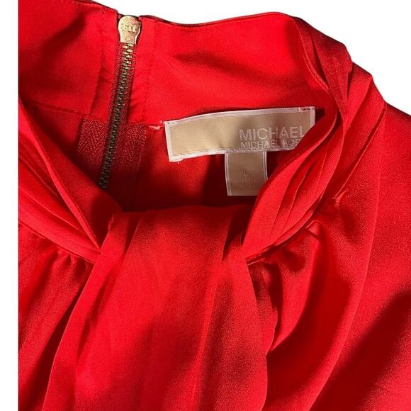 Michael Kors Women's Burnt Orange & Gold Sleeveless High Neck Bow Tie Size Large - Picture 8 of 11